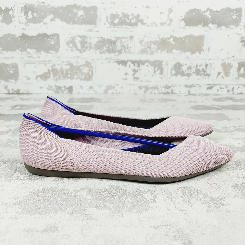 NEW Rothy's The Flat Pink Knit Pointy Toe Slip On Loafers O31